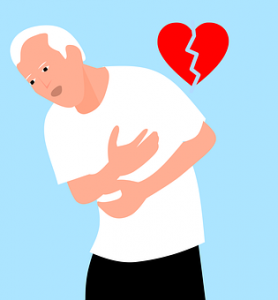 A man with a heart disease on his chest